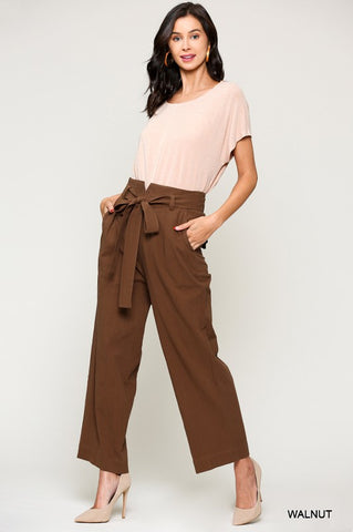 Waist Tie Wide Leg Pants-TR7089