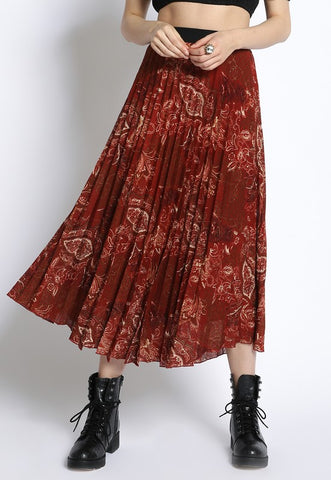 PLEATED PAISLEY SKIRT -S1855-09-F