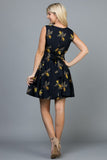 BIG BEE PRINT DRESS WITH POCKETS AND TIE BACK
