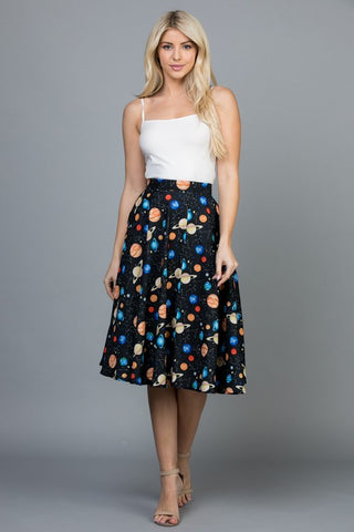 GALAXY PRINT SKIRT WITH POCKET -sk 1901