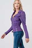 Zip up Two Pocket Suede Long Sleeve Jacket