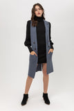 Open Front Collared Long Line Knit Vest Cardigan -9010WHX.