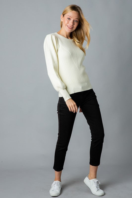 PUFF SLEEVE SWEATER- MSW8118-HF