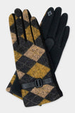 Argyle Pattern With Buckle Accent Smart Gloves-gl1263