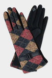 Argyle Pattern With Buckle Accent Smart Gloves-gl1263