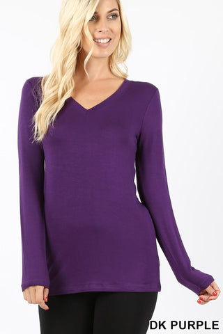 PREMIUM RAYON LONG SLEEVE V-NECK TEE