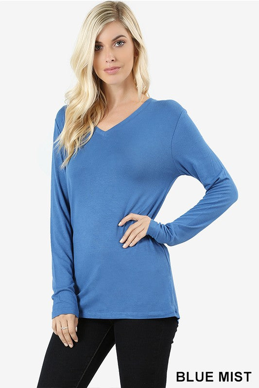 PREMIUM RAYON LONG SLEEVE V-NECK TEE