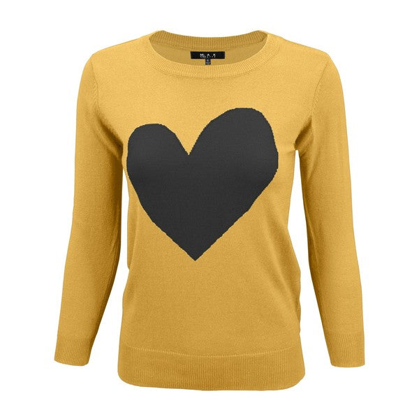 Love Heart Chenille Crew-neck Pullover Sweater -mk3595