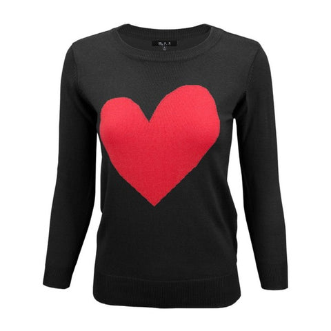 Love Heart Chenille Crew-neck Pullover Sweater -mk3595