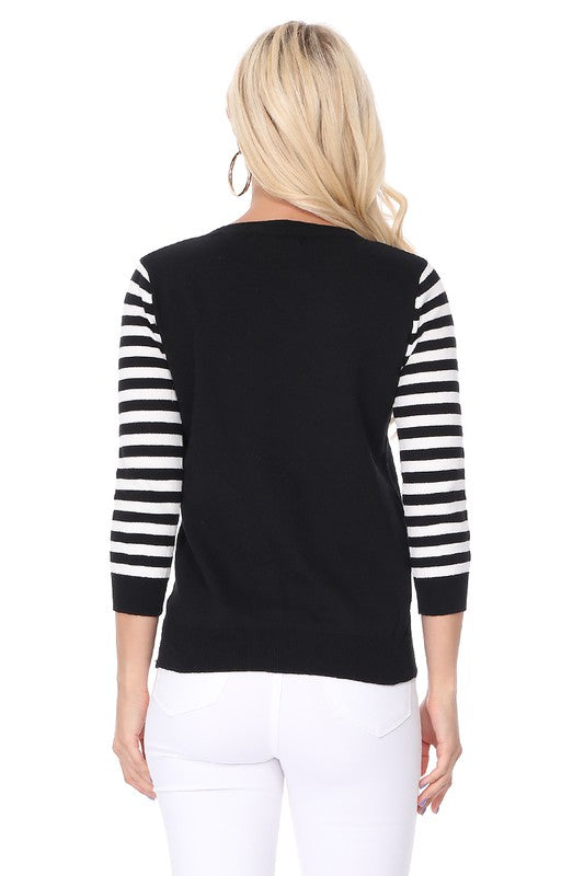 Cat Graphic Round Neck Sweater Top-mk8249