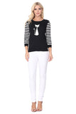 Cat Graphic Round Neck Sweater Top-mk8249