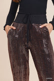 Shiny Sequin Jogger Pants-P7435-5