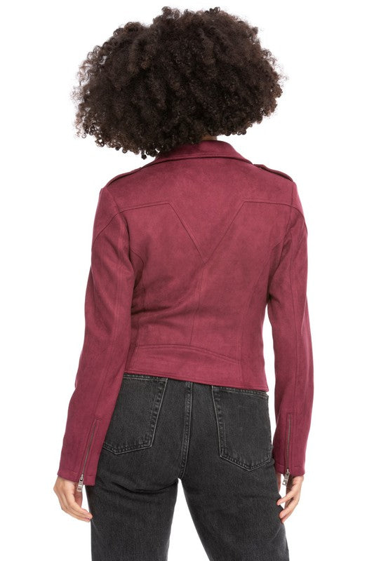 Faux Suede Moto Jacket-no buckle-DPJ3089