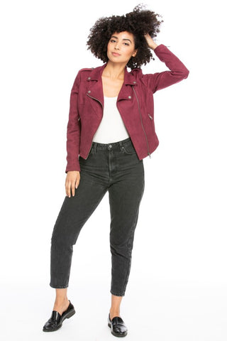 Faux Suede Moto Jacket-no buckle-DPJ3089