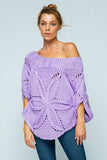 HAND CROCHET CHUNKY KNIT SHORT SLEEVE SWEATER