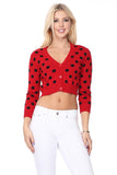 Polka Dot Crop Sweater Cardigan