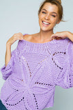 HAND CROCHET CHUNKY KNIT SHORT SLEEVE SWEATER