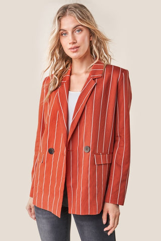 Striped Boyfriend Blazer-J1556