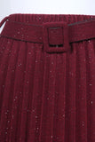 Belted Pleated Midi Skirt -S7977-86