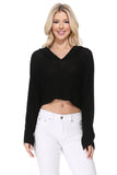 Long Sleeve Knit Cropped Sweater Top Hoodie