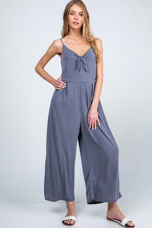 Cami V-Neck Jumpsuit- CHARGREY -MJ3461