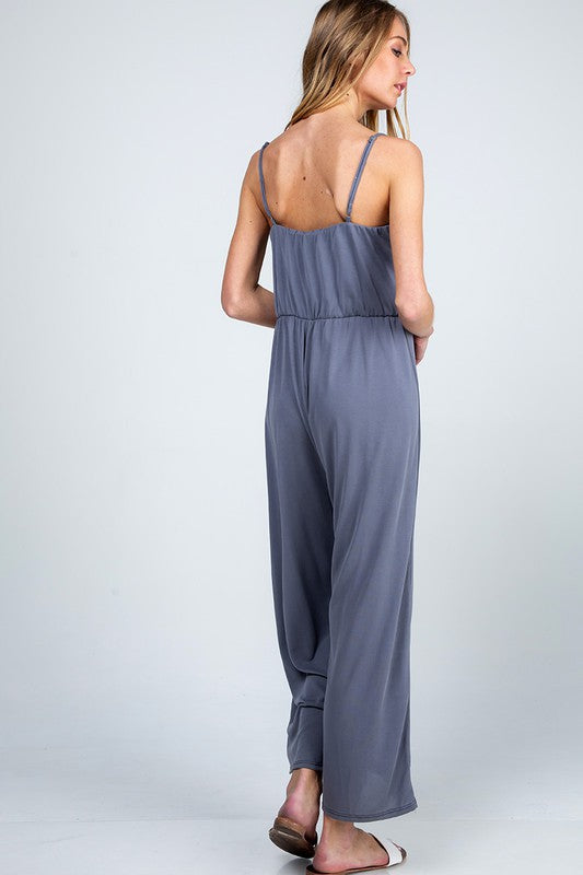 Cami V-Neck Jumpsuit- CHARGREY -MJ3461