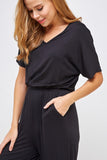 Solid V Neck Jumpsuit-JS3087