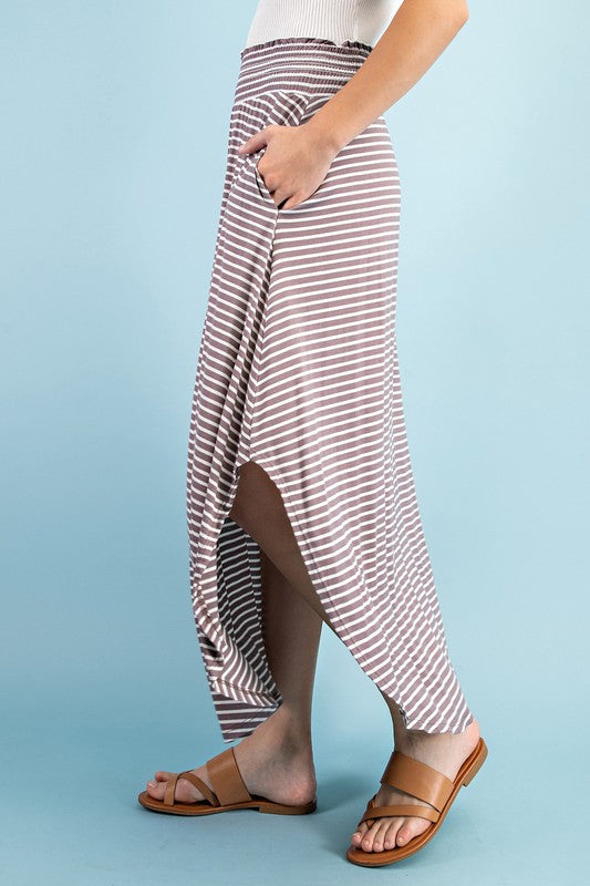 HIGH RISE STRIPED MAXI SKIRT