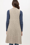 Open Front Collared Long Line Knit Vest Cardigan -9010WHX.