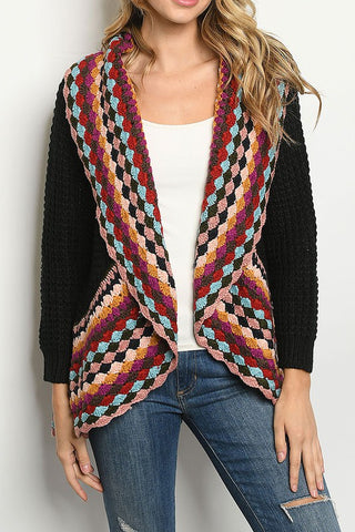 MULTI COLOR CROCHET DETAIL CARDIGAN-RS7044-1