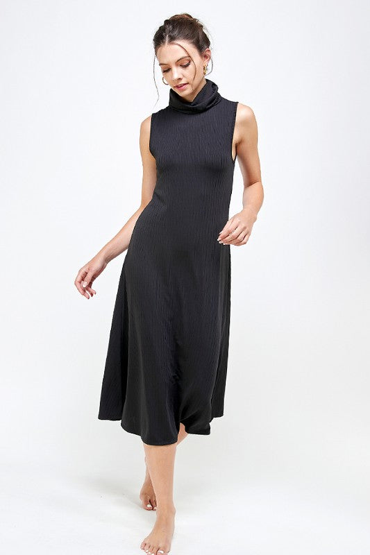 Turtle neck rib dress -BD3225
