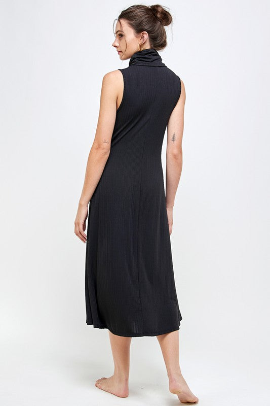 Turtle neck rib dress-BD3225