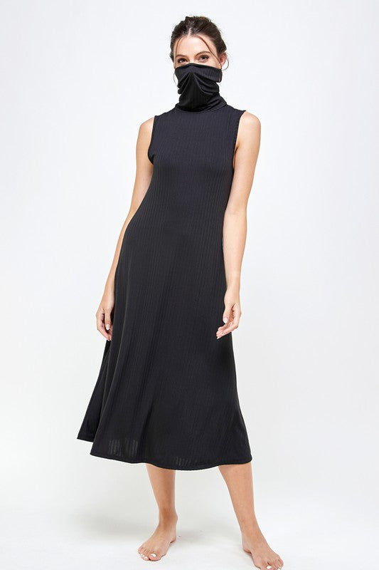 Turtle neck rib dress -BD3225