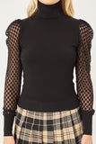 Puff Long Sleeve Turtle Neck Knit Top