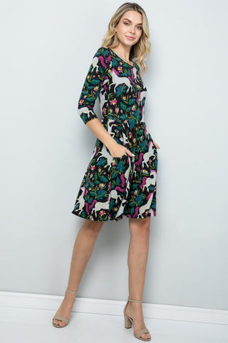 ALL OVER UNICORN PRINT WINTER TUNIC DRESS -LA-2012