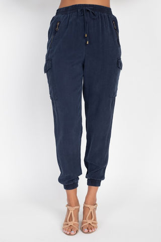 Tencel Jogger Pants in Navy