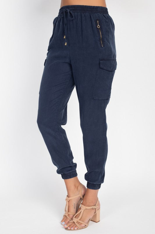 Tencel Jogger Pants in Navy
