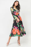 Floral Midi Dress with Pleats