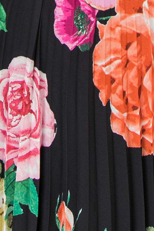 Floral Midi Dress with Pleats