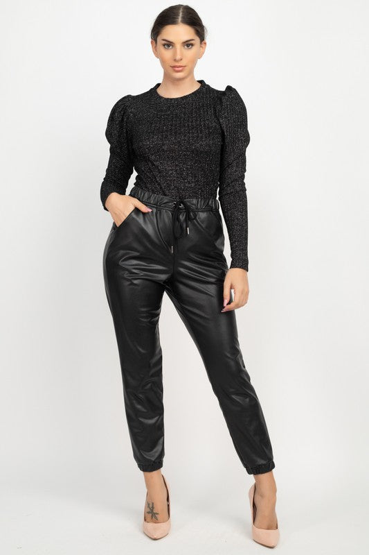 Crew Neck Puff Sleeve Top -HMT55182