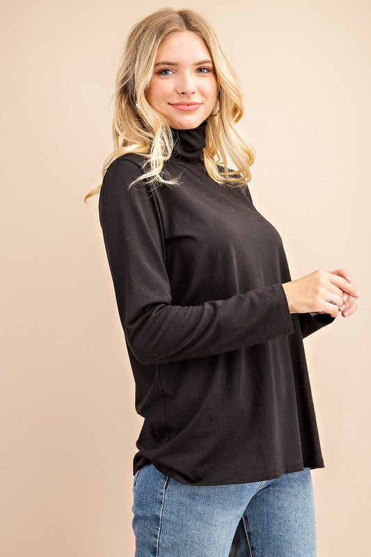 PLUS SIZE COTTON MODAL TURTLE NECK KNIT TOP-CTM6396