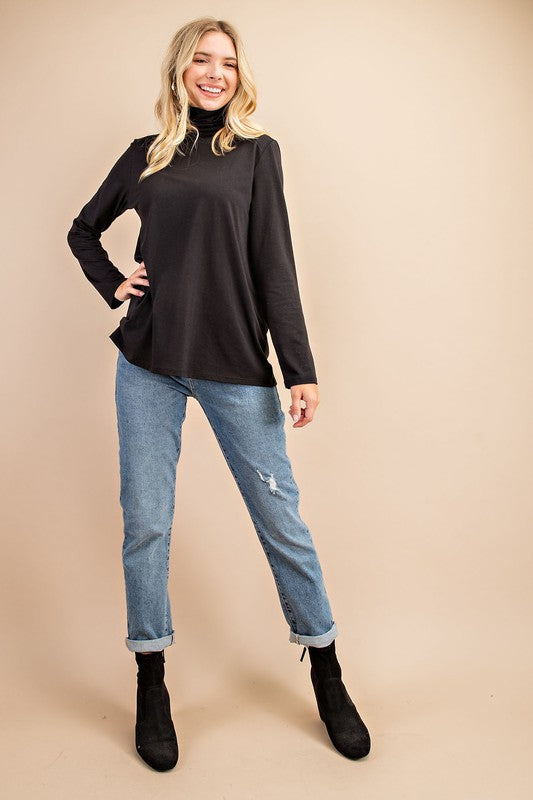 PLUS SIZE COTTON MODAL TURTLE NECK KNIT TOP-CTM6396