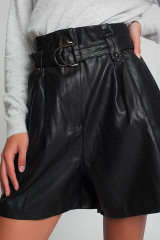 Belted faux leather skirt