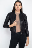 Faux Leather Bomber Jacket