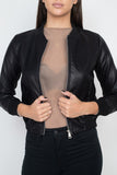 Faux Leather Bomber Jacket