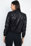 Faux Leather Bomber Jacket