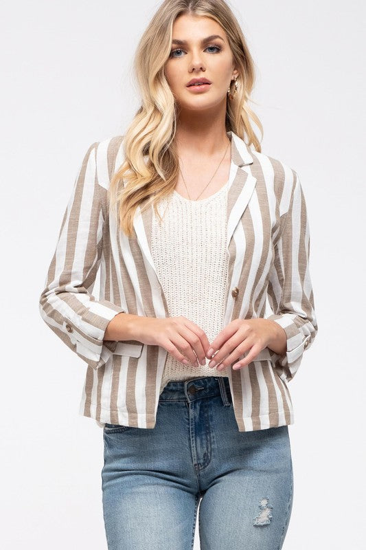 Striped Blazer with mock Pockets