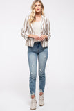 Striped Blazer with mock Pockets