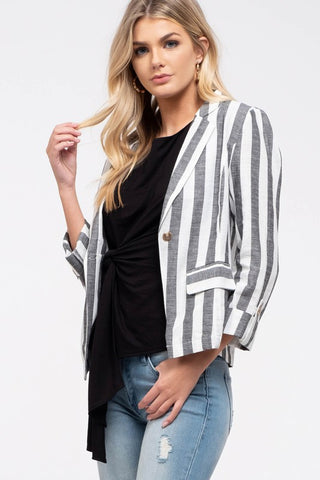 Striped Blazer with mock Pockets