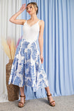 TROPICAL PRINT TIERED MAXI SKIRT